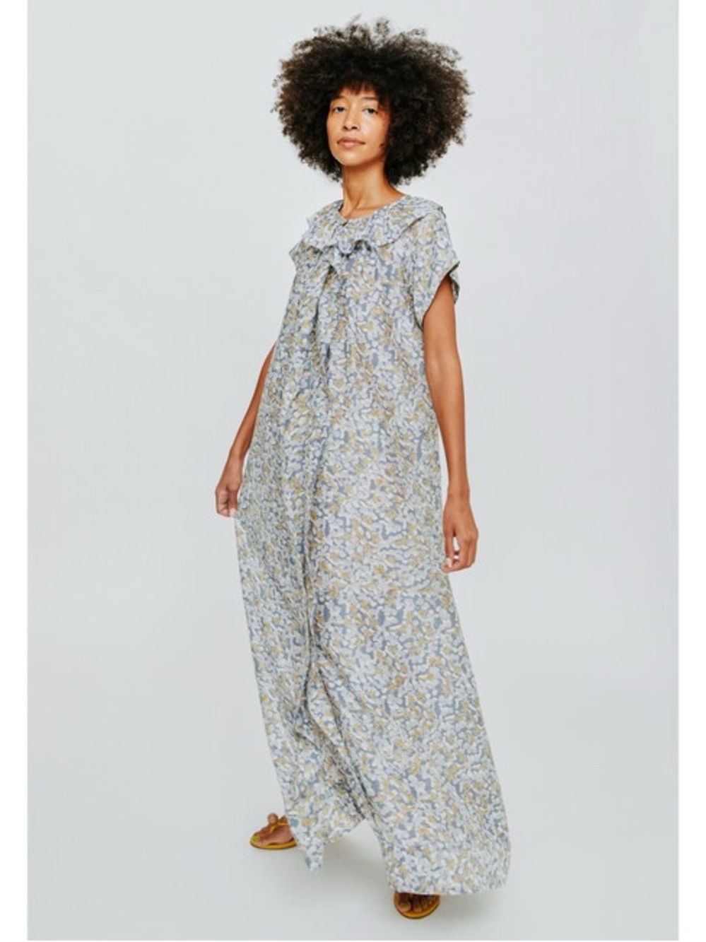 MIRTH Women's Floral Print Maxi Dress in Light Blue and Cream
